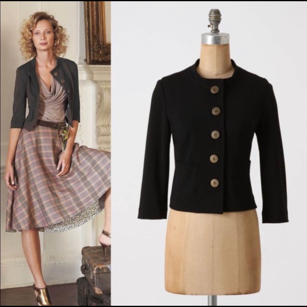 Cartonnier Anthropologie Black All Along Jacket L - Picture 1 of 8